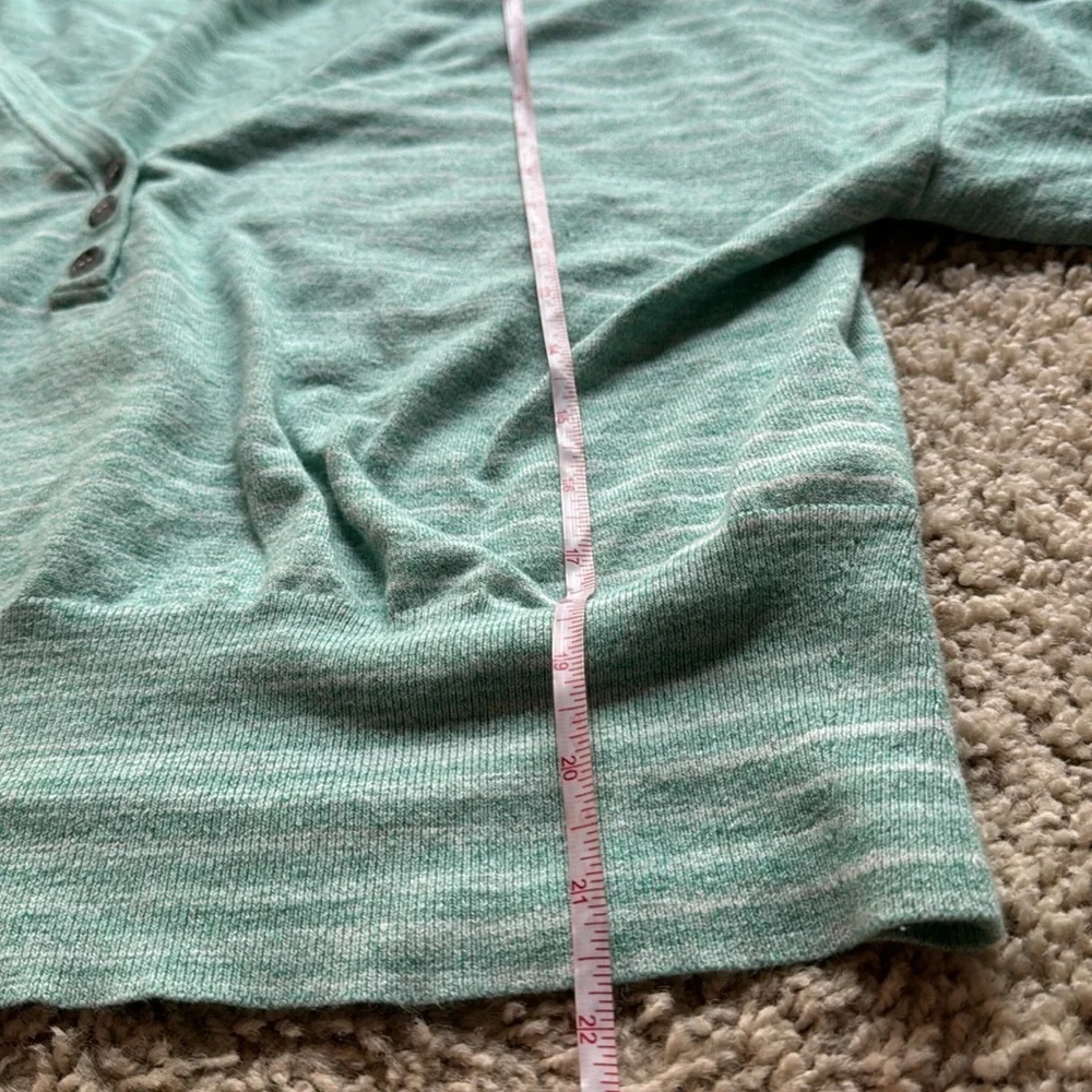 J. CREW Sea Green Space Dyed Wide V-Neck Henley Sweater BG646 Size X-Large
